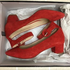 Nine West Brianyah Buckle Block-Heel Pointed Pumps